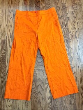 Cartonnier Orange Linen Blend Wide Leg Pants – Size M | Cropped Pull-On